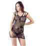 Robe en résille élastique, sans couture, noire sexy avec string 